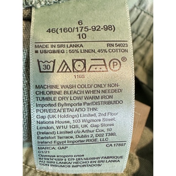 GAP Khakis womens Linen cotton green high rise cuffed shorts sz 6 beachy resort - Picture 4 of 5